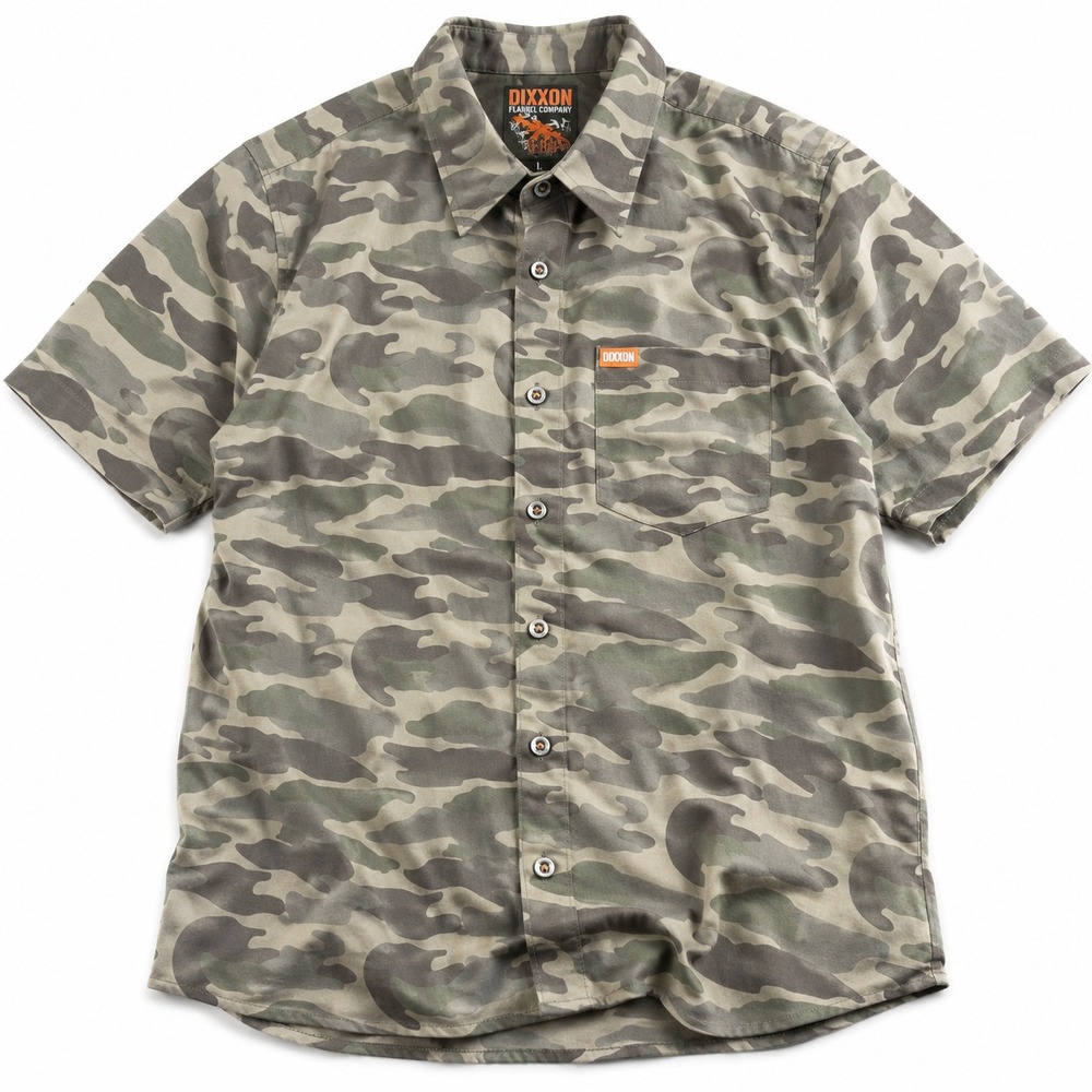 DIXXON Flannel Company Camo Polo Shirt Olive Green Performance Men's